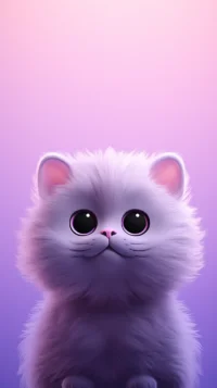 Cute Kitty Cat purple Wallpaper