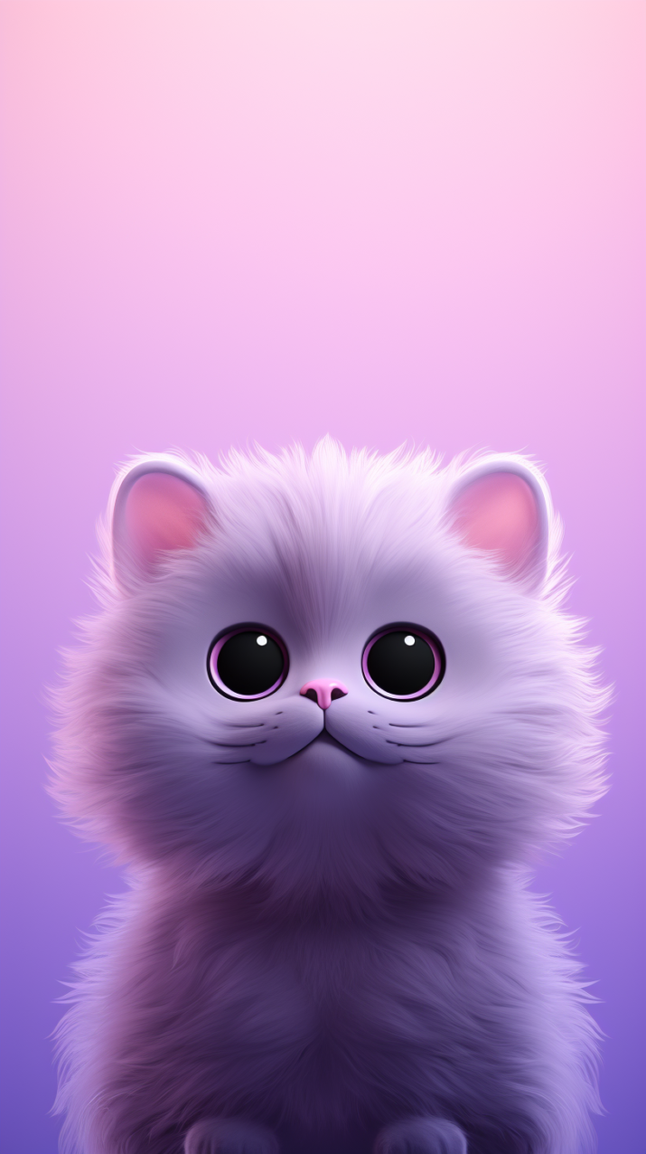 Cute Kitty Cat purple Wallpaper