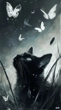 Black Cat illustration Wallpaper
