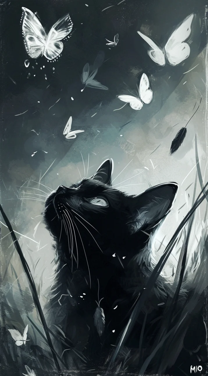 Black Cat illustration Wallpaper