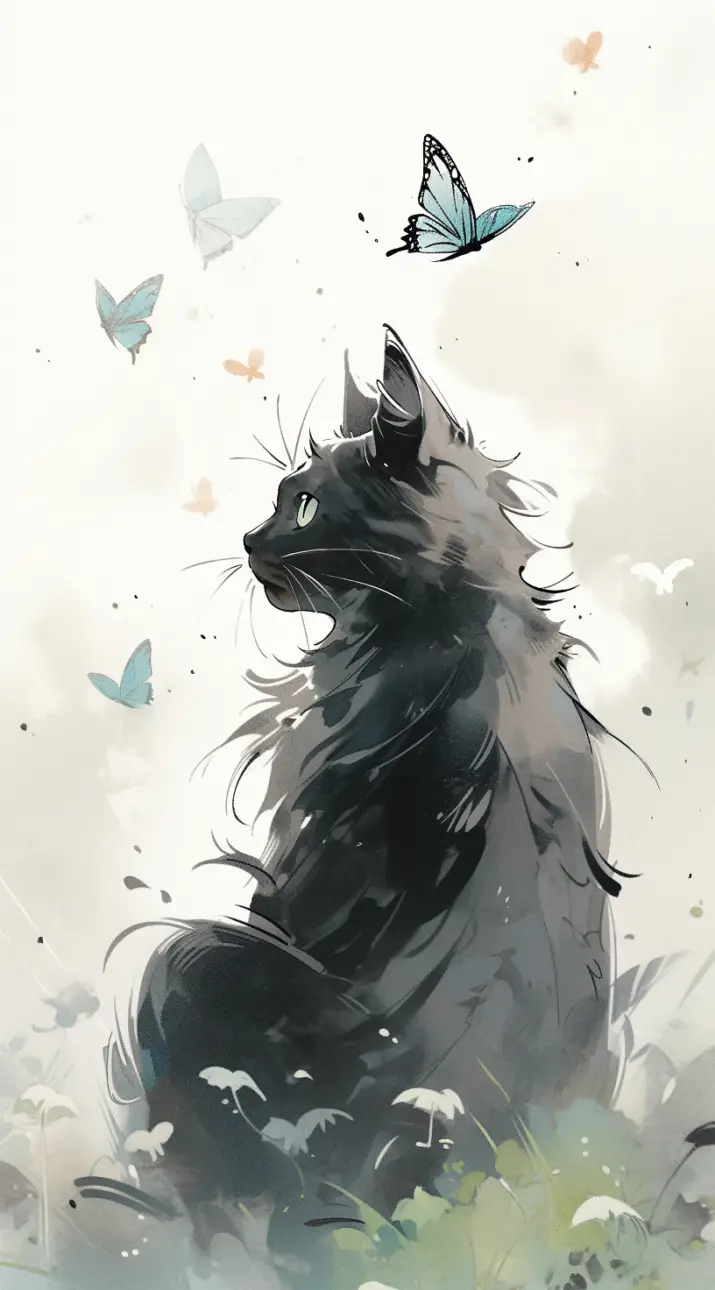 Black Cat illustration Wallpaper