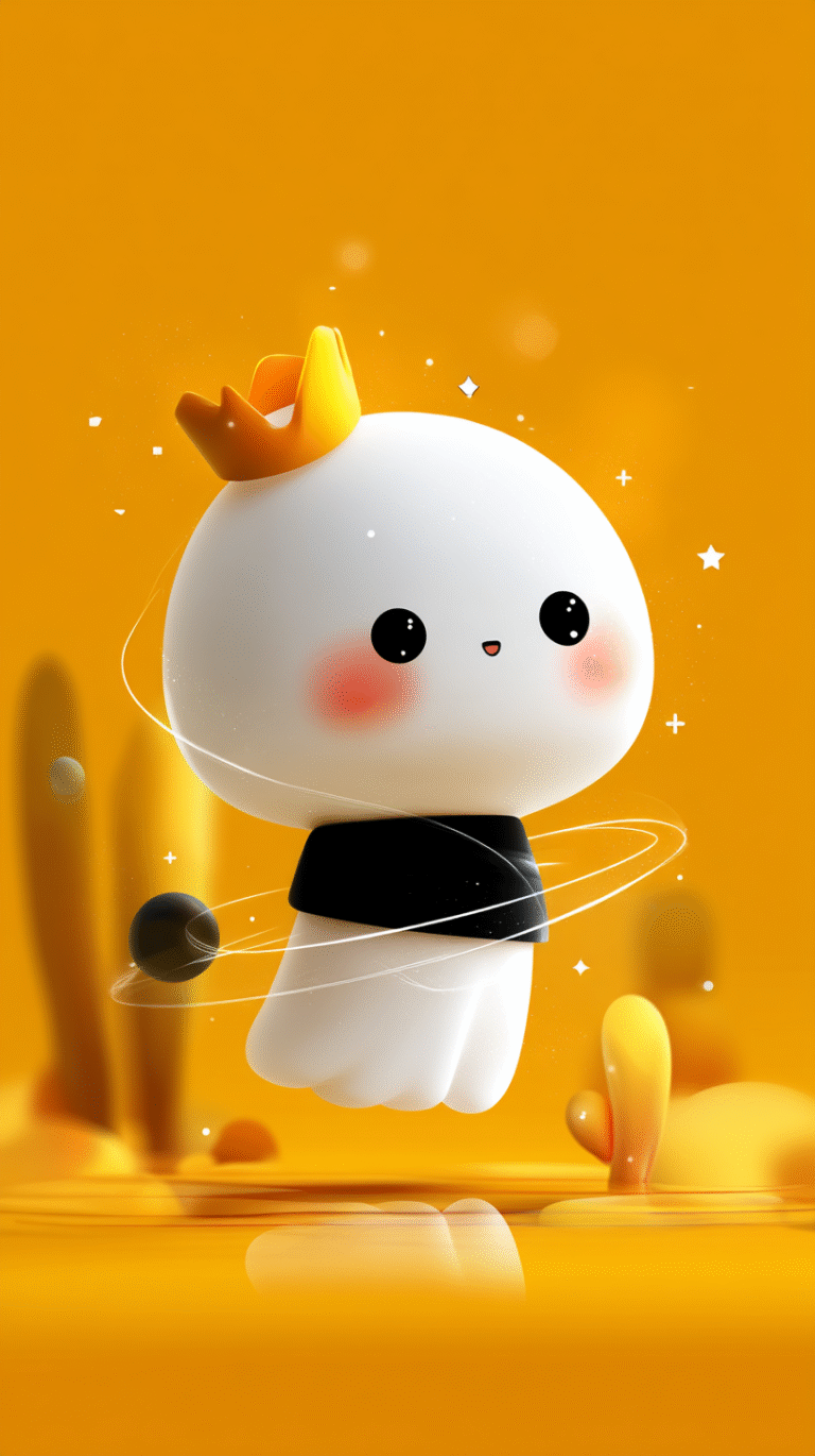 Cute White Ghost with crown on head