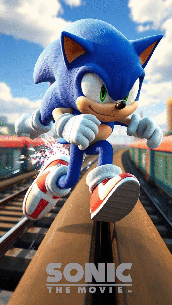 3d sonic running on train track