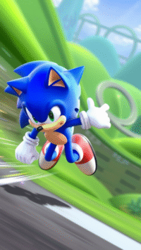 3d cute sonic is running fast