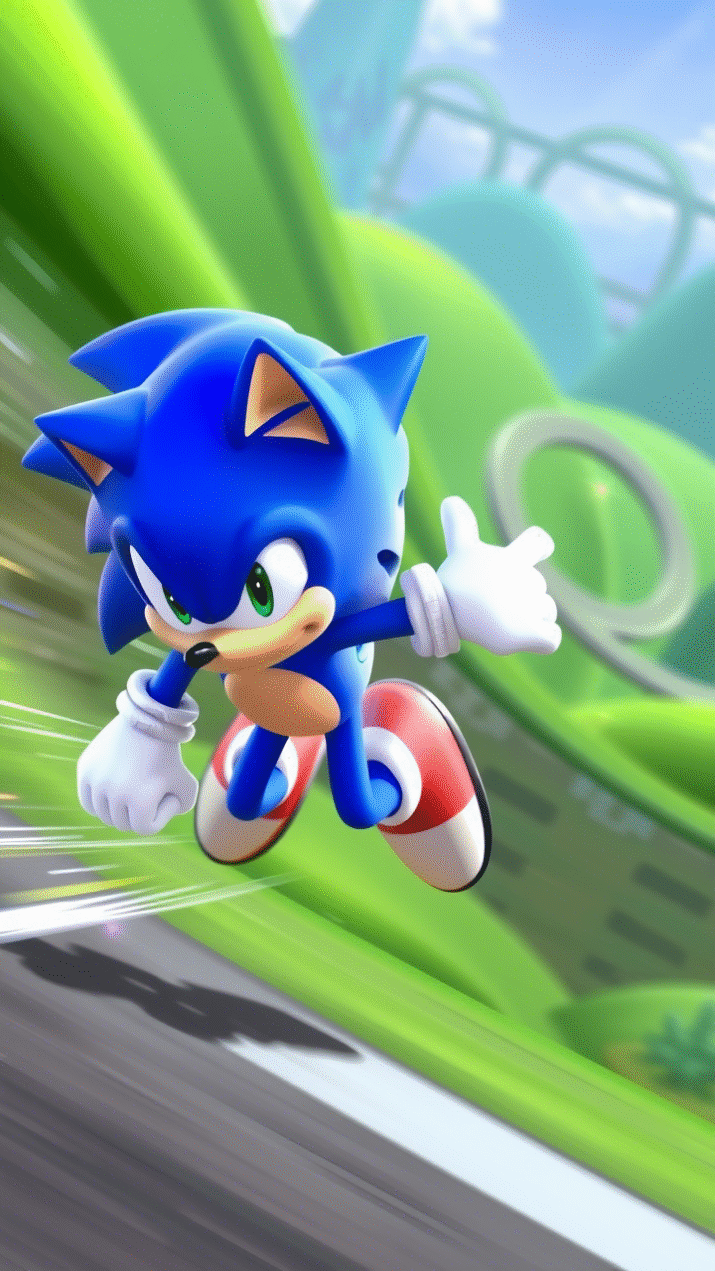 3d cute sonic is running fast
