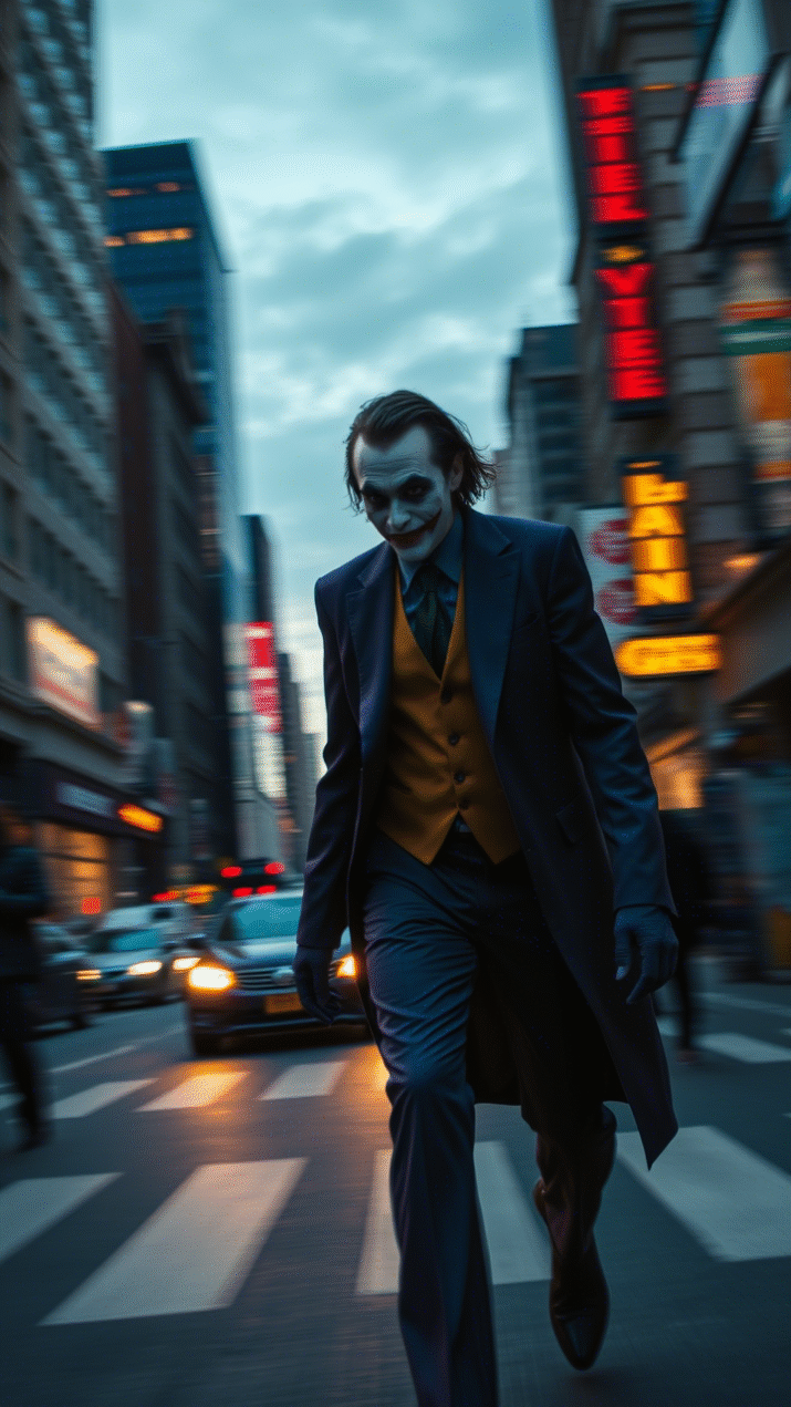 Stylish Joker in city street