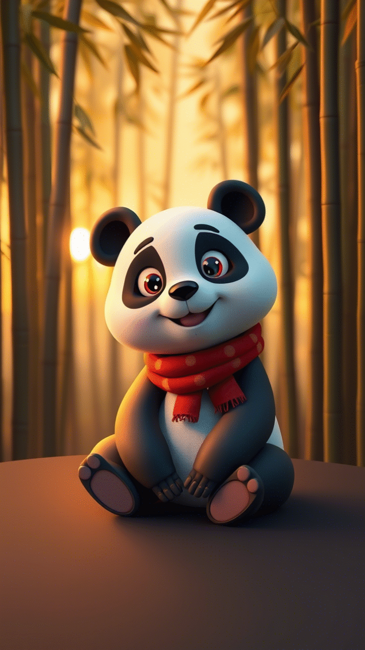 3d panda smilling