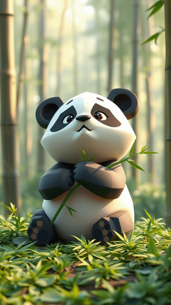 Cute Panda baby in the forest 3d